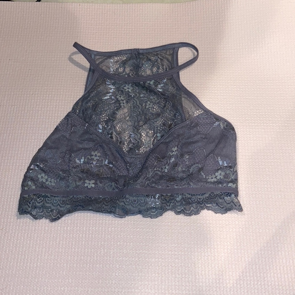 High neck grey lace bralette. Size small.